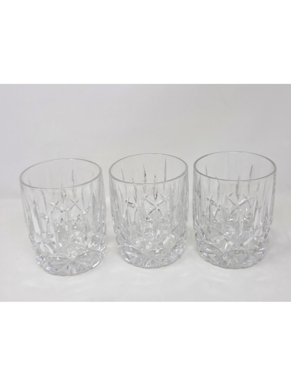Waterford Crystal Set of 3 Clear Cut Glass Whiskey Tumblers Starburst Base